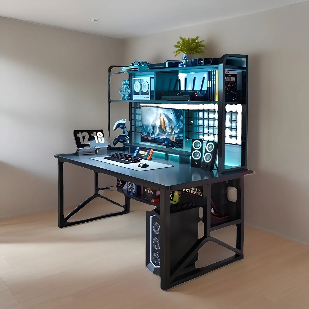 Escritorio Mesa Pc Gamer Con Estantes Resistente Premium®