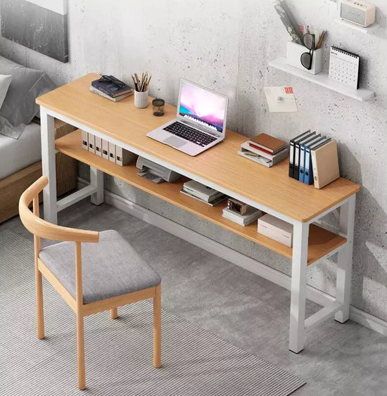 Escritorio de Madera Minimalista Con Estante Inferior®