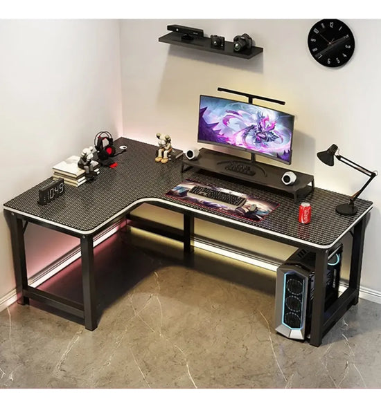 Escritorio gamer en L fibra de carbono y hierro 160x120cm®