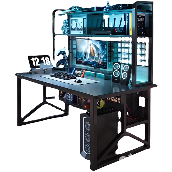 Escritorio Mesa Pc Gamer Con Estantes Resistente Premium®