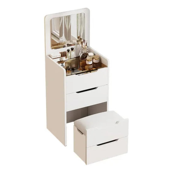 Mesa De Luz Estilo Tocador Con Espejo Y Cajones Mdf Blanco®