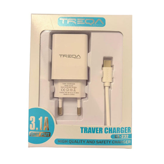 Cargador Treqa Con Cable Tipo C Carga Rápida®