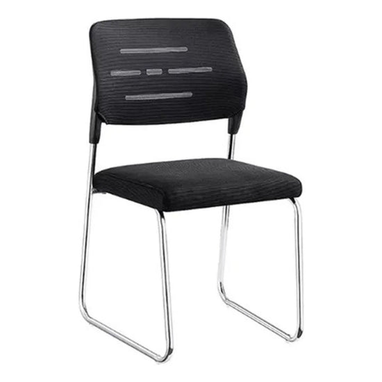 Silla Con Respaldo Tapizada Acolchonada Patas Cromadas Negra®