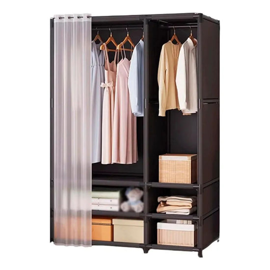Ropero Organizador Tela Impermeable Y Metal 166x109cm Negro®