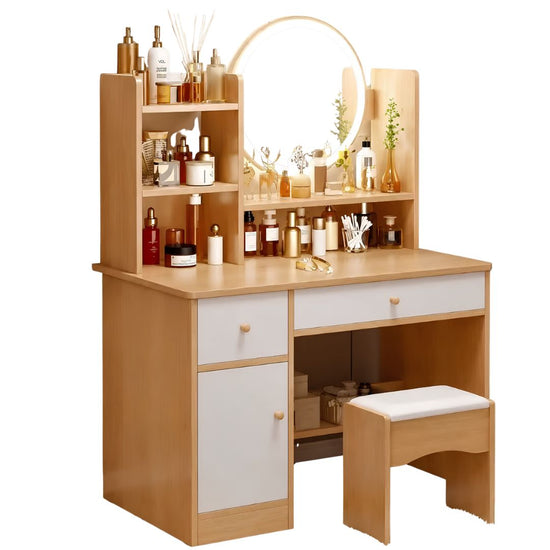 Tocador 2 Cajones 1 Puerta+Espejo Con Luz Led MDF®