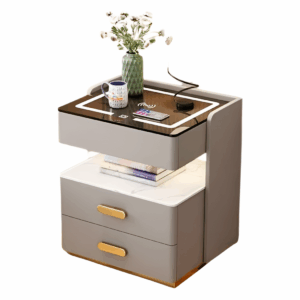 Mesa De Luz Moderna Luz Led Carga Para Celular Inalámbrica®