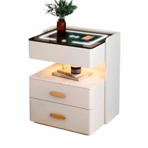 Mesa De Luz Moderna Luz Led Parlante Y Carga Inalámbrica®