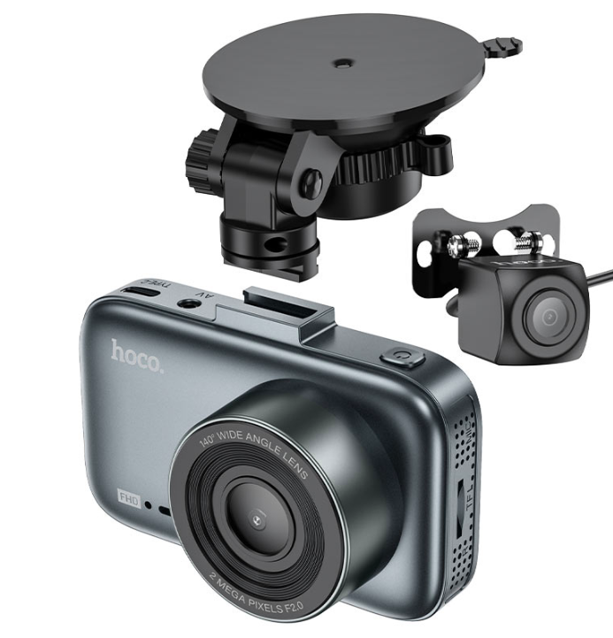 Cámara Hoco Para Auto 1080p Reversa Y Grabadora Doble Canal®