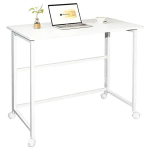 Escritorio Plegable Minimalista Blanco Metal Y Mdf Practico®