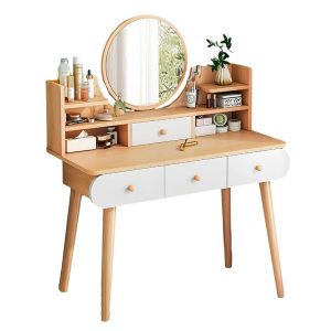 Cómoda Tocador Nórdico Con Estantes 4cajones Luz Led+Silla®