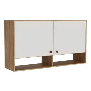 Alacena Moderna 2 Puertas Con Estantes Abiertos Miel/blanco®